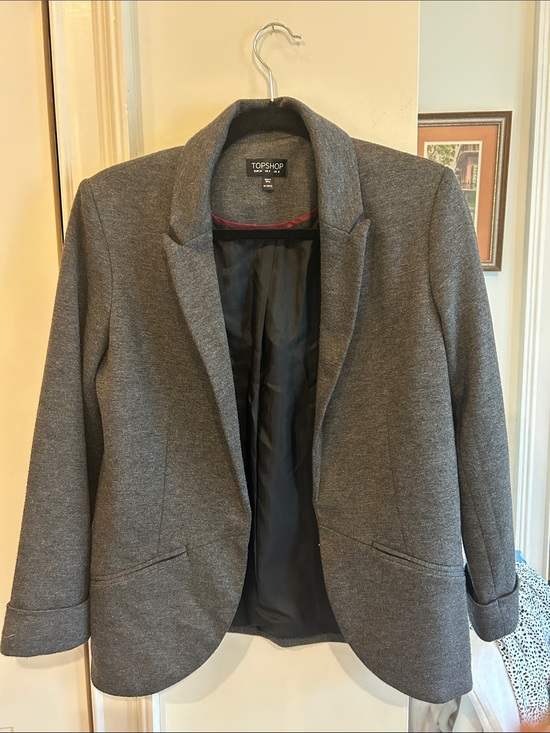 Topshop Jackets & Blazers - Topshop Charcoal Gray Knit Blazer Jacket